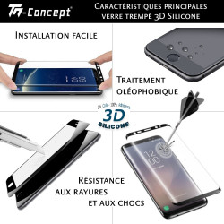 # - Verre trempé incurvé 3D Silicone - TM Concept® - Caractéristiques verre trempé