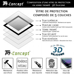 # - Verre trempé incurvé 3D Silicone - TM Concept® - Composition de la vitre de protection