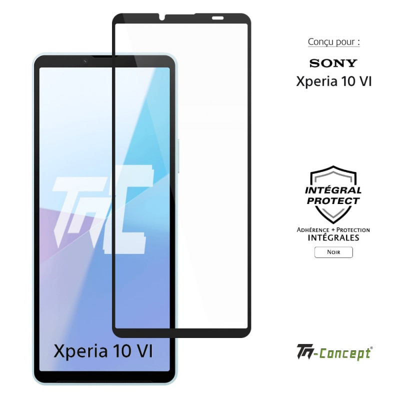 Sony Xperia 10 VI - Verre trempé intégral Protect - Noir - TM Concept® - image couverture
