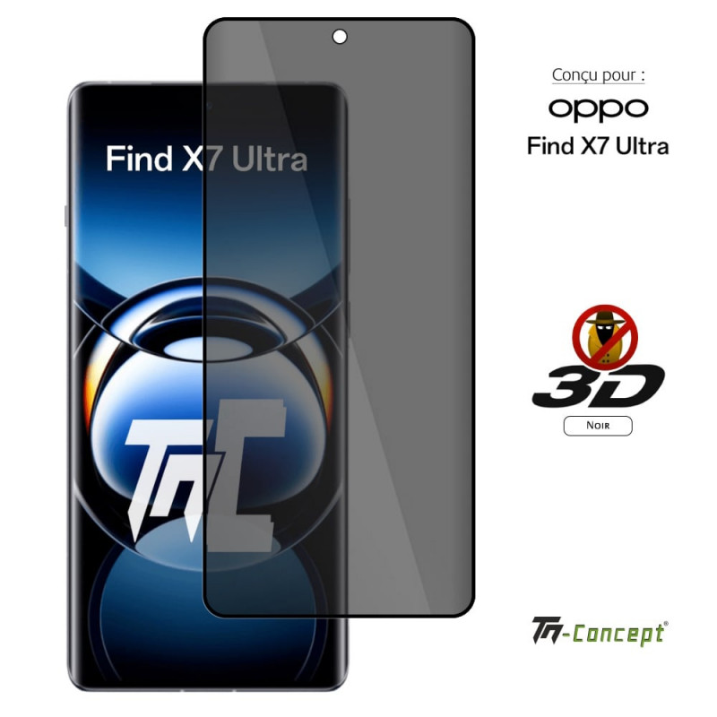 Oppo Find X7 Ultra - Verre trempé 3D Privacy (anti-espion) - TM Concept® - image couverture
