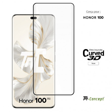 Honor 100 - Verre trempé 3D incurvé - Noir - TM Concept® - image couverture