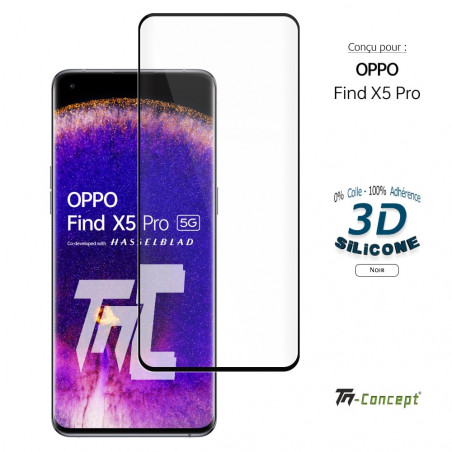 Oppo Find X5 Pro - Verre trempé incurvé 3D Silicone - TM Concept® - image couverture