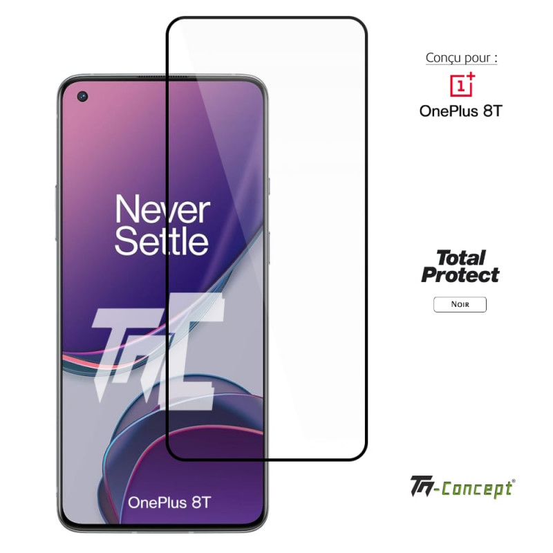 OnePlus 8T - Verre trempé intégral avec cadre Noir - TM Concept® - image couverture