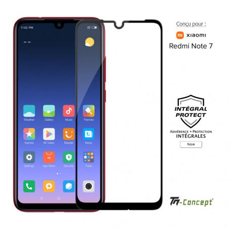 Xiaomi Redmi Note 7 - Verre trempé intégral Protect Noir - adhérence 100% nano-silicone - TM Concept® - image couverture Xiaomi Redmi Note 7 - Verre trempé intégral Protect Noir - adhérence 100% nano-silicone - TM Concept® - image couverture