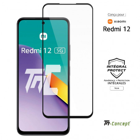 Xiaomi Redmi 12 - Verre trempé intégral Protect - Noir - TM Concept® - image couverture