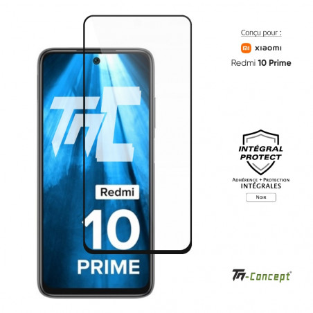 Xiaomi Redmi 10 Prime - Verre trempé intégral Protect - Noir - TM Concept® - image couverture