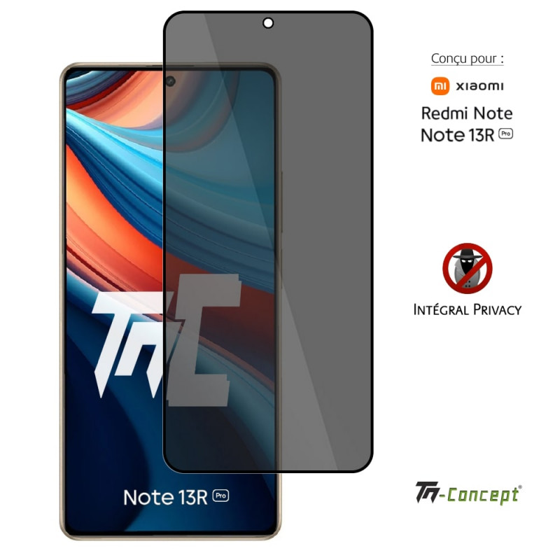 Xiaomi Redmi Note 13R Pro - Verre trempé teinté intégral - Noir - TM Concept® - gamme Intégral Privacy - image couverture