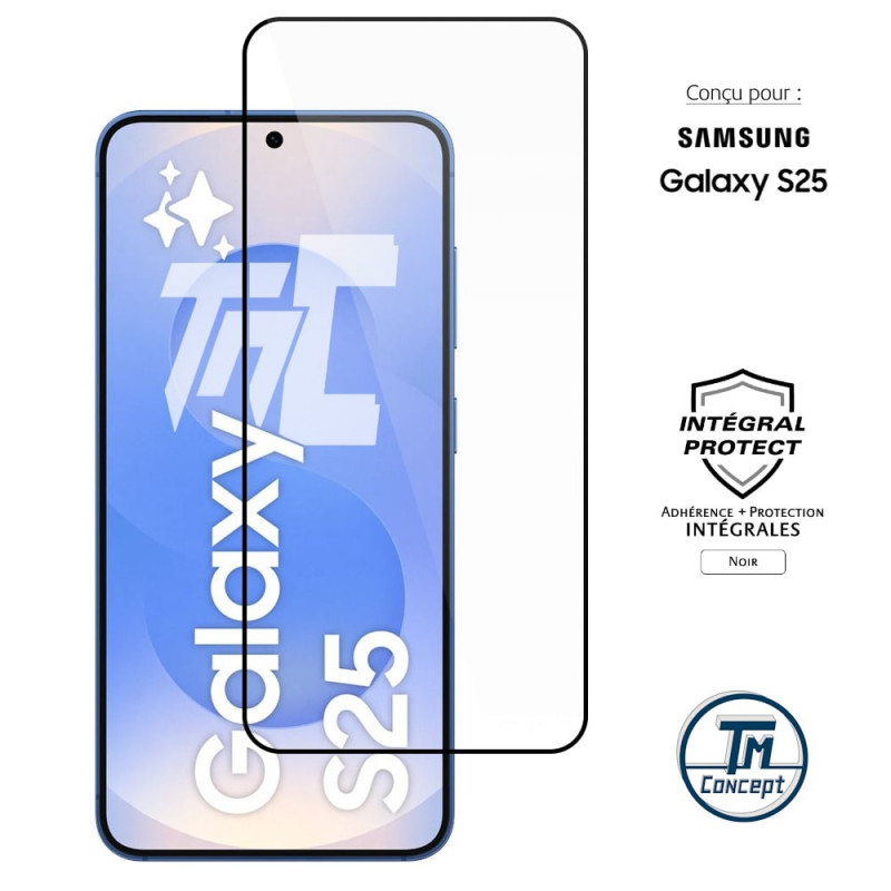 Samsung Galaxy S25 - Verre trempé intégral Protect - Noir - TM Concept® - image couverture