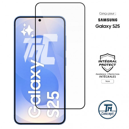Samsung Galaxy S25 - Verre trempé intégral Protect - Noir - TM Concept® - image couverture