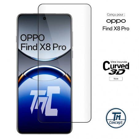 Oppo Find X8 Pro - Verre trempé 3D incurvé - Noir - TM Concept® - image couverture
