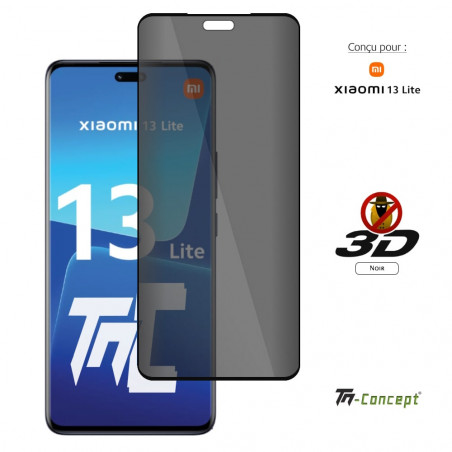 Xiaomi 13 Lite - Verre trempé 3D Privacy (teinté anti-espion) - TM Concept® - image couverture