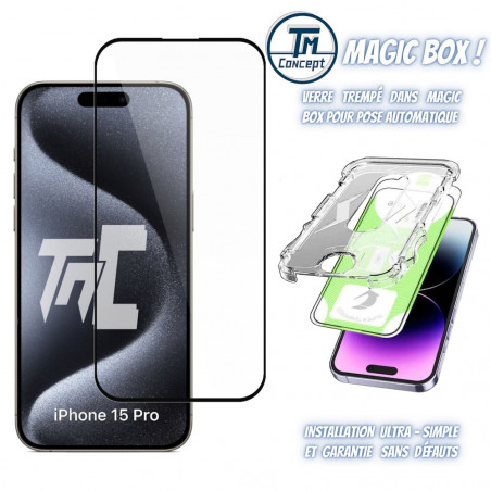 Apple iPhone 15 Pro - Verre trempé Intégral Magic - Noir - TM-Concept®