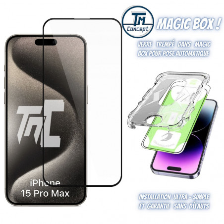 Apple iPhone 15 Pro Max - Verre trempé Intégral Magic - Noir - TM-Concept®