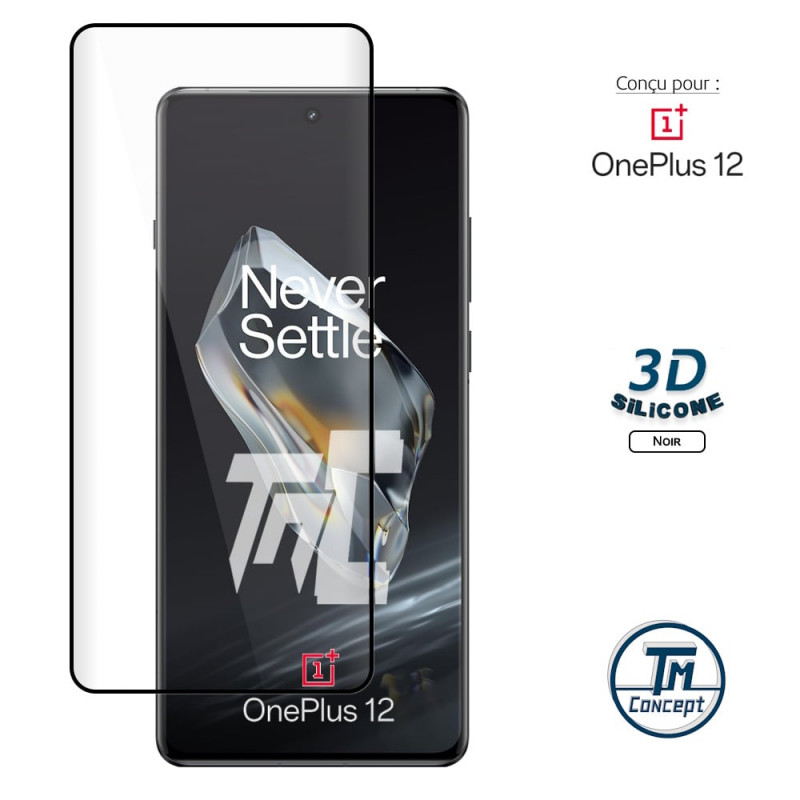OnePlus 12 - Verre trempé incurvé 3D Silicone - TM-Concept® - image couverture
