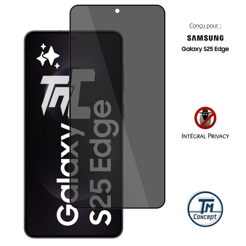 Samsung Galaxy S25 Edge - Verre trempé teinté intégral - Noir - TM Concept® - gamme Intégral Privacy - image couverture