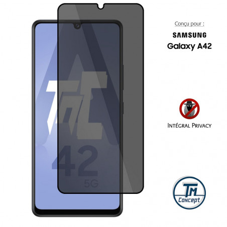 Samsung Galaxy A42 - Verre trempé teinté intégral - Noir - TM Concept® - gamme Intégral Privacy - image couverture