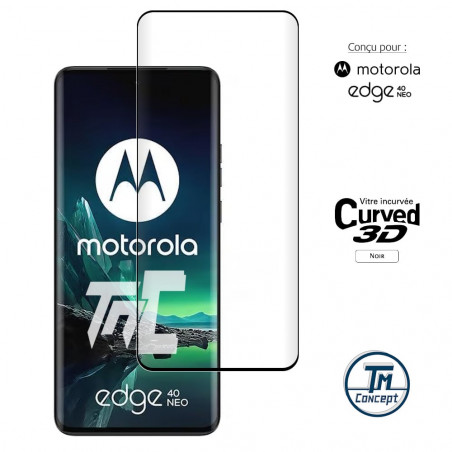 Motorola Edge 40 Neo - Verre trempé 3D incurvé - Noir - TM-Concept® - image couverture