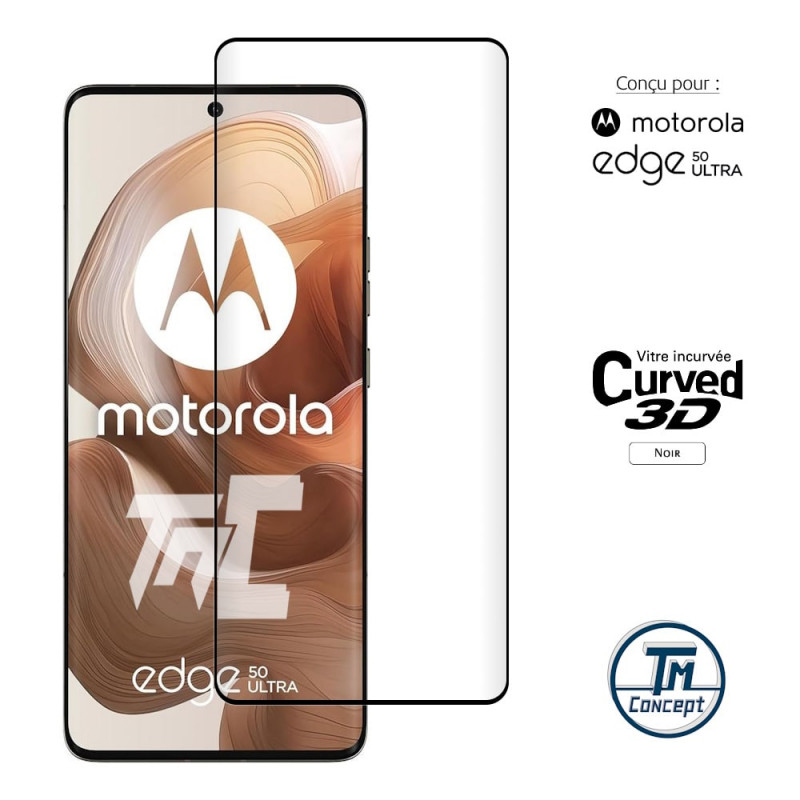Motorola Edge 50 Ultra - Verre trempé 3D incurvé - Noir - TM-Concept® - image couverture