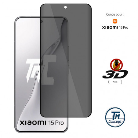 Xiaomi 15 Pro - Verre trempé 3D Privacy (teinté anti-espion) - TM Concept® - image couverture