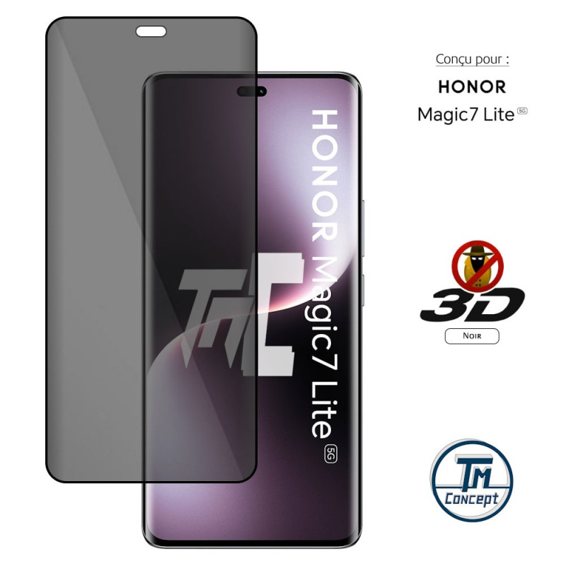 Honor Magic 7 Lite - Verre trempé 3D Privacy (teinté anti-espion) - TM Concept® - image couverture