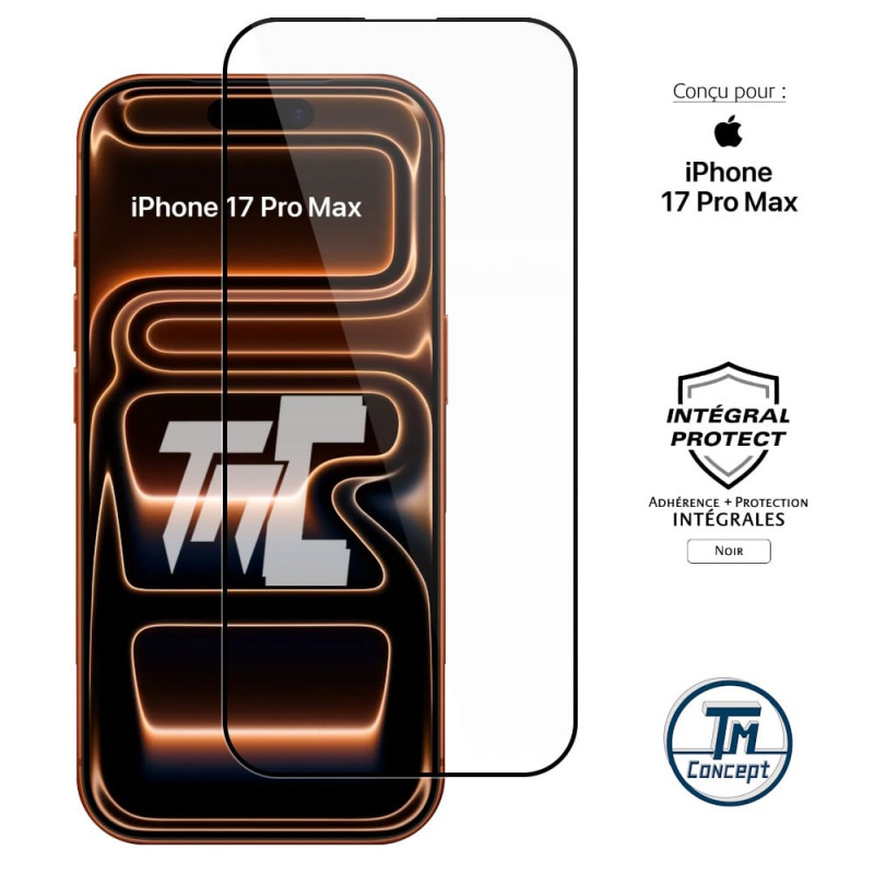 Apple iPhone 17 Pro Max - Verre trempé intégral Protect - Noir - TM Concept® - image couverture
