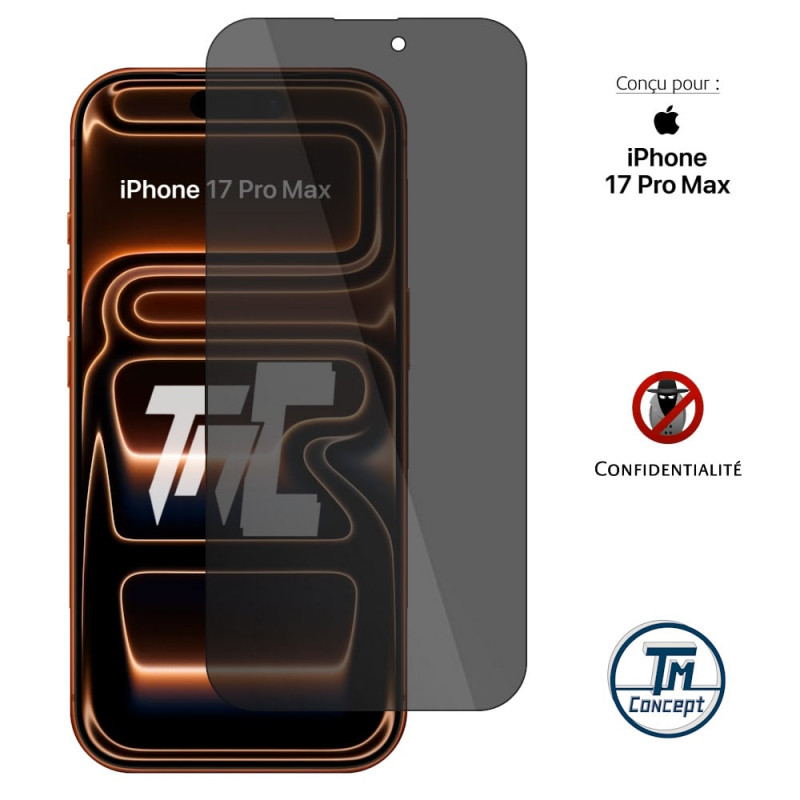 Apple iPhone 17 Pro Max - Verre trempé Anti-Espions - TM Concept® gamme Privacy - image couverture