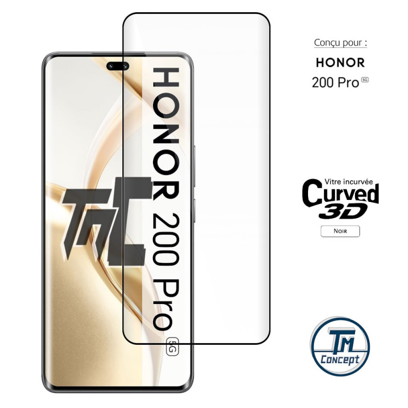 Honor 200 Pro - Verre trempé 3D incurvé - Noir - TM-Concept® - image couverture