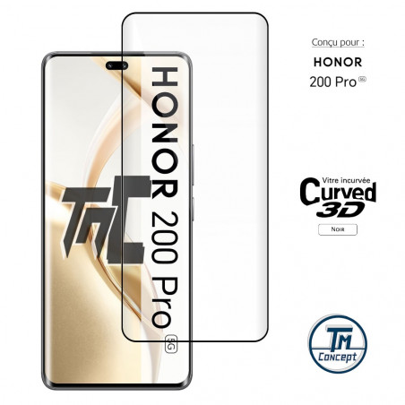 Honor 200 Pro - Verre trempé 3D incurvé - Noir - TM-Concept® - image couverture