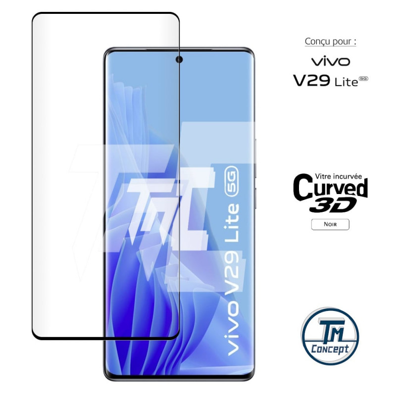 Vivo V29 Lite - Verre trempé 3D incurvé - Noir - TM-Concept® - image couverture