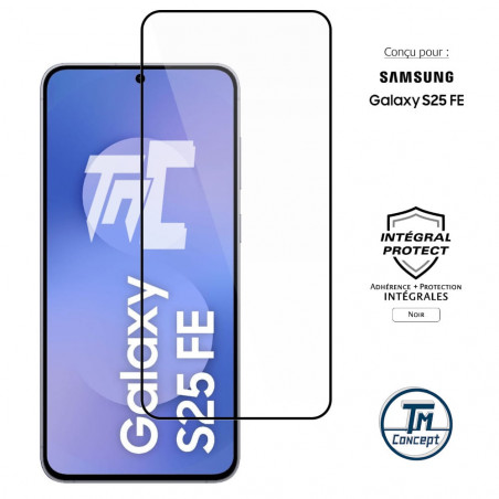 SAmsung Galaxy S25 FE - Verre trempé intégral Protect - Noir - TM Concept® - image couverture