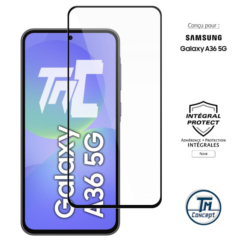 Samsung Galaxy A36 5G - Verre trempé intégral Protect - Noir - TM Concept® - image couverture