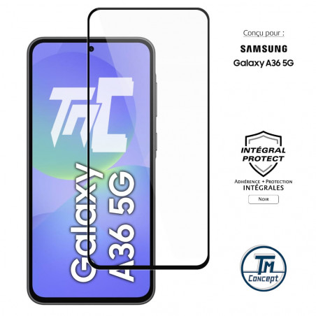 Samsung Galaxy A36 5G - Verre trempé intégral Protect - Noir - TM Concept® - image couverture