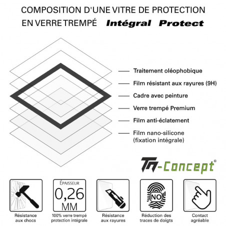 OnePlus 13T - Verre trempé intégral Protect - Noir - TM-Concept® - Composition de la vitre de protection