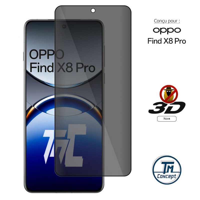 Oppo Find X8 Pro - Verre trempé 3D Privacy (teinté anti-espion) - TM-Concept® - image couverture