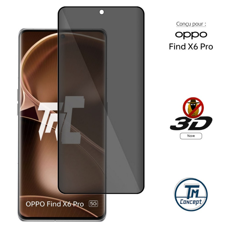 Oppo Find X6 Pro - Verre trempé 3D Privacy (teinté anti-espion) - TM-Concept® - image couverture
