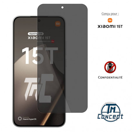 Xiaomi 15T - Verre Trempé Anti-Espion - gamme Privacy TM-Concept®