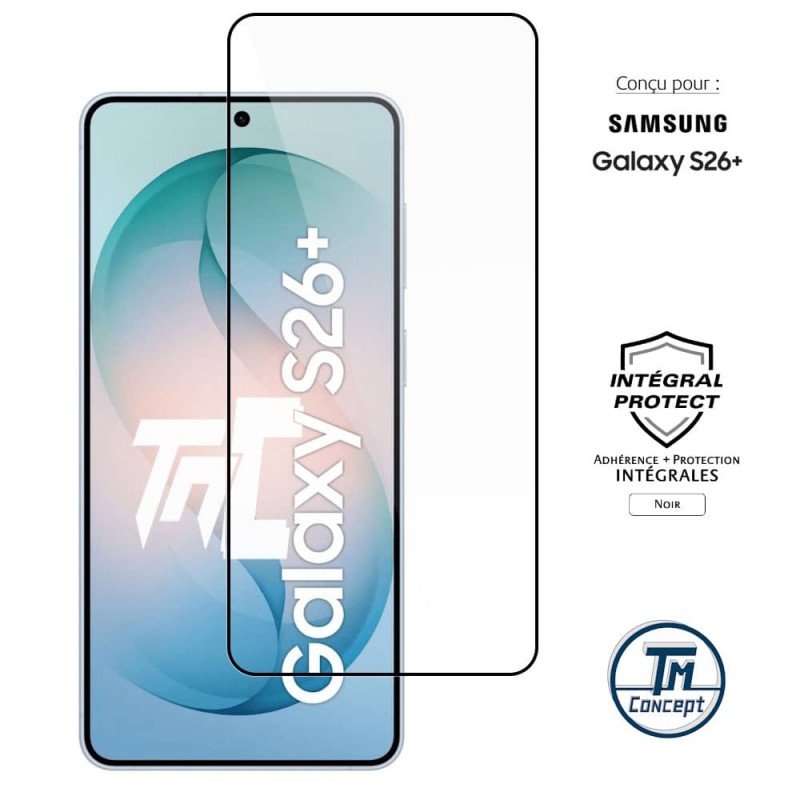 Samsung Galaxy S26 Plus - Verre trempé intégral Protect - Noir - TM-Concept® - image couverture