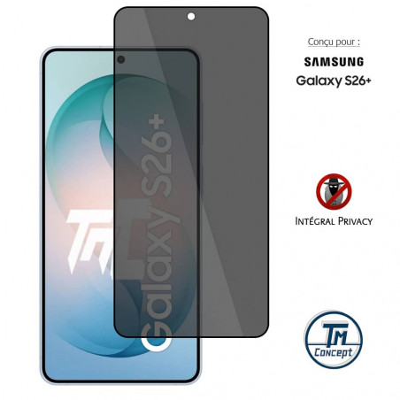 Samsung Galaxy S26 Plus - Verre trempé teinté intégral - Noir - TM-Concept® - gamme Intégral Privacy