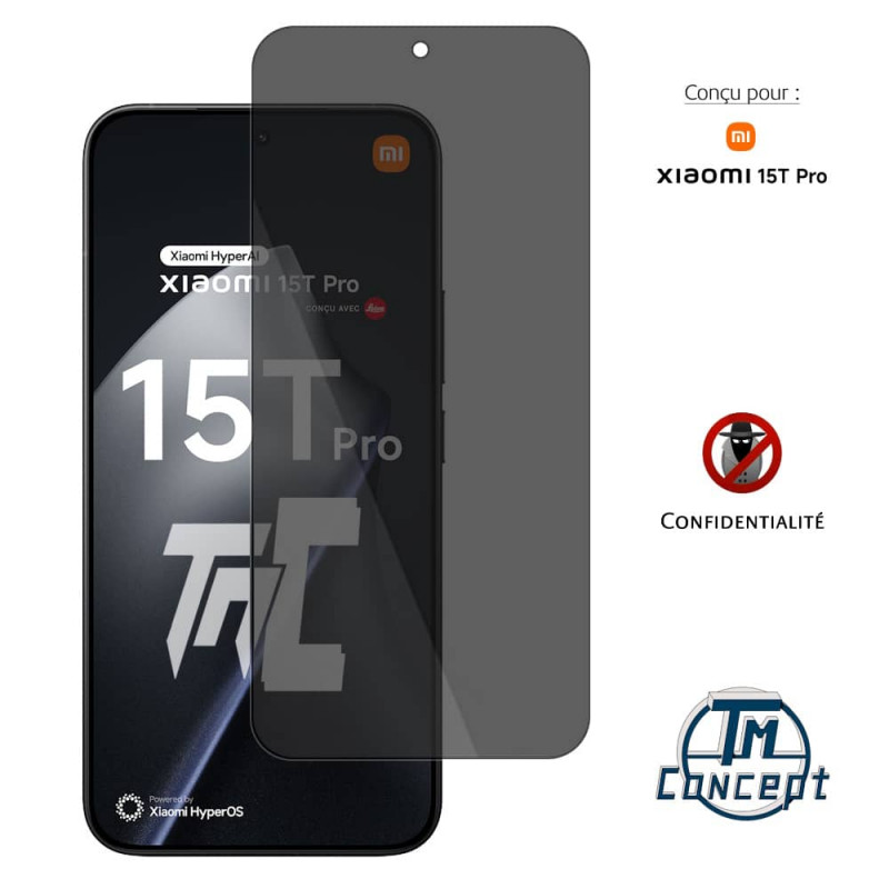 Xiaomi 15T Pro - Verre Trempé Anti-Espion - gamme Privacy TM-Concept® - image couverture