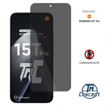 Xiaomi 15T Pro - Verre Trempé Anti-Espion - gamme Privacy TM-Concept®