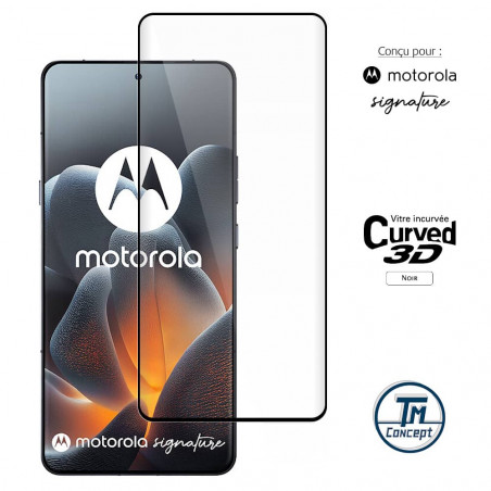 Motorola Signature - Verre trempé 3D incurvé - Noir - TM-Concept®