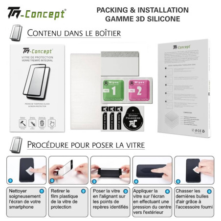 Oppo Find X6 Pro - Verre trempé incurvé 3D Silicone - TM-Concept® - Packing et installation