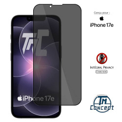 Apple iPhone 17e - Verre trempé teinté intégral - Noir - TM-Concept® - gamme Intégral Privacy - image couverture