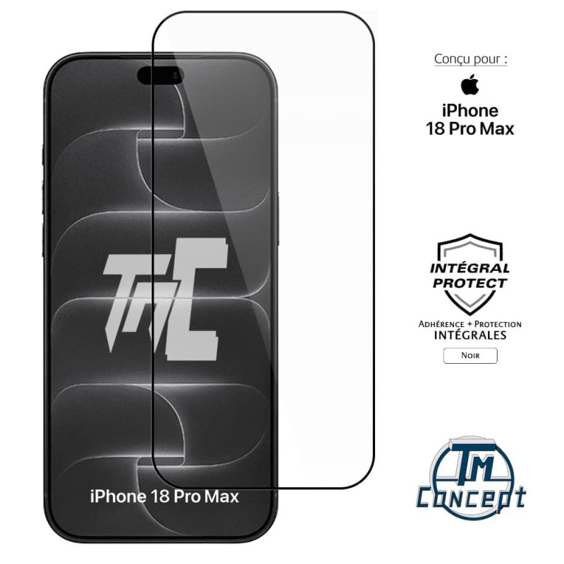 Apple iPhone 18 Pro Max - Verre trempé intégral Protect - Noir - TM-Concept® - image couverture