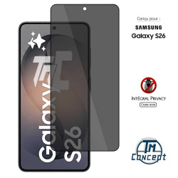 Samsung Galaxy S26 - Verre trempé teinté intégral - Noir - TM-Concept® - gamme Intégral Privacy - image couverture