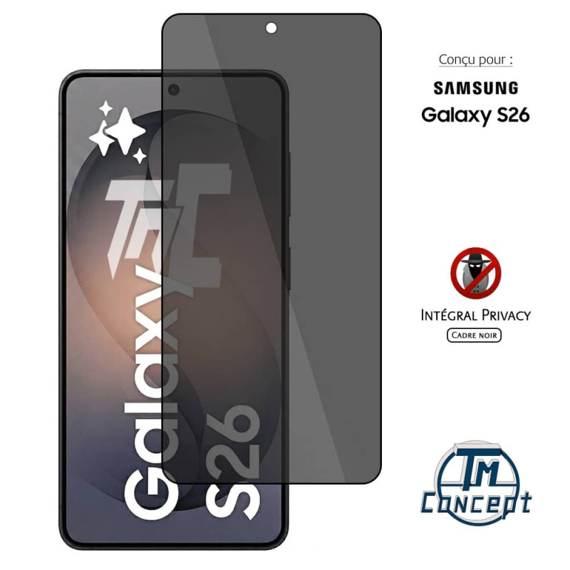 Samsung Galaxy S26 - Verre trempé teinté intégral - Noir - TM-Concept® - gamme Intégral Privacy - image couverture