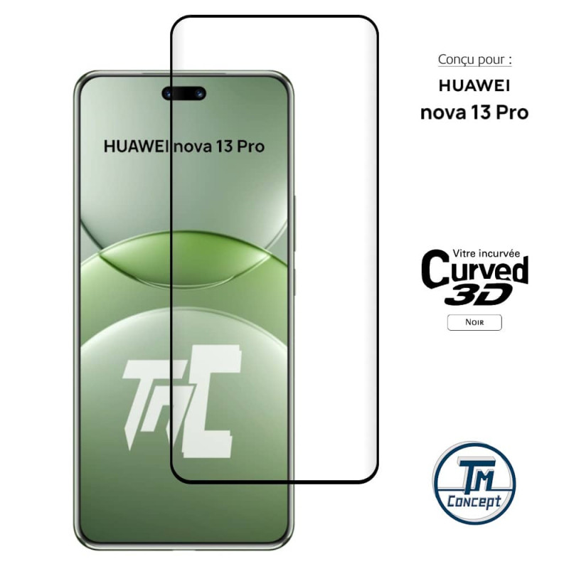Huawei Nova 13 Pro - Verre trempé 3D incurvé - Noir - TM-Concept® - image couverture