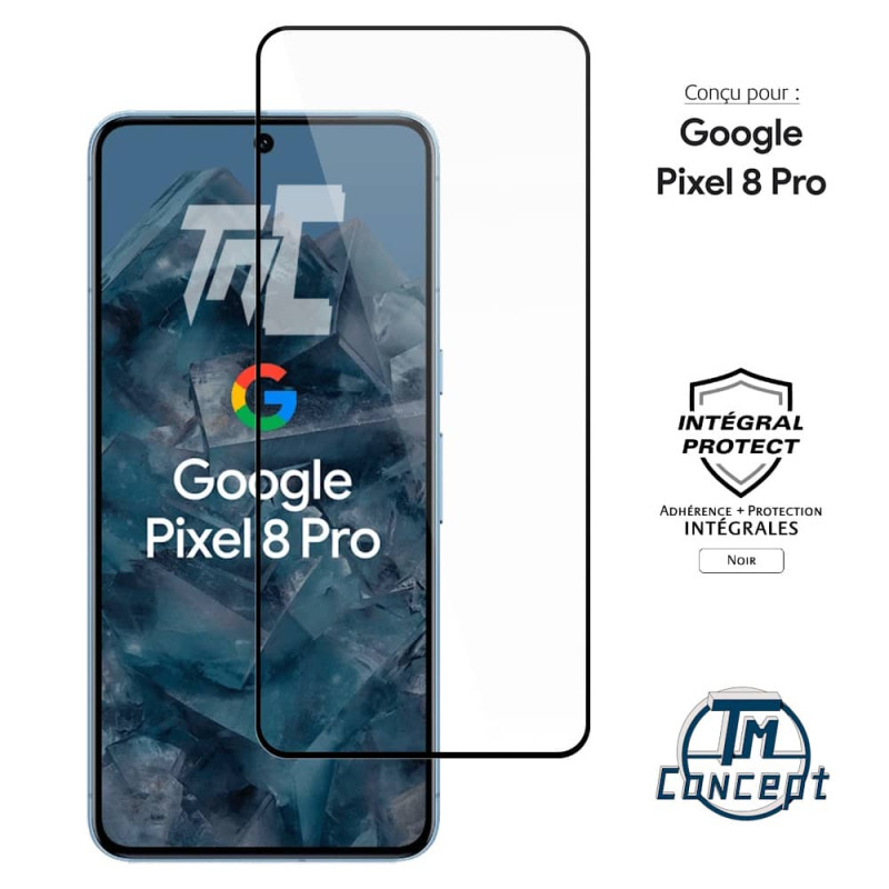 Google Pixel 8 Pro - Verre trempé intégral Protect - Noir - TM-Concept® - image couverture