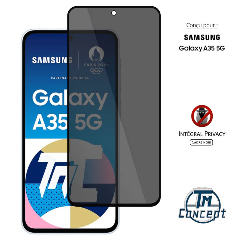 Samsung Galaxy A35 - Verre trempé teinté intégral - Noir - TM-Concept® - gamme Intégral Privacy - image couverture