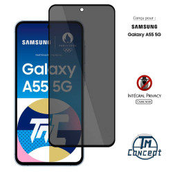 Samsung Galaxy A55 - Verre trempé teinté intégral - Noir - TM-Concept® - gamme Intégral Privacy - image couverture